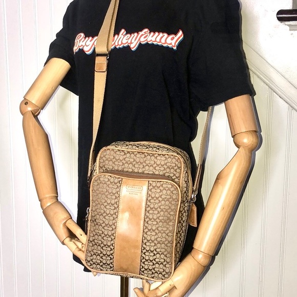 COACH Monogram Canvas & Suede Crossbody Messenger Shoulder Bag UNISEX STYLING - Picture 15 of 15